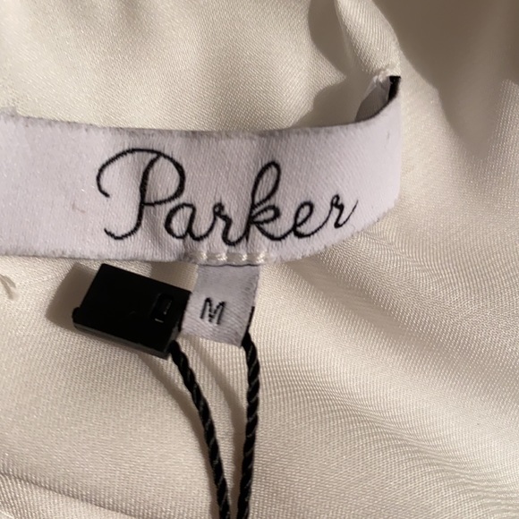 NWT Parker Ivory Cream Crosby Keyhole Cutout Ruffle Shift Tunic Mini Dress - M - Picture 12 of 15